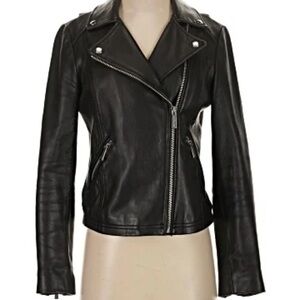 Michael Kors Black Leather Asymmetric Moto Jacket